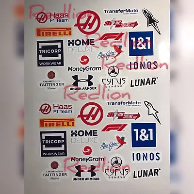 Haas F1 Sponsor  And Partner Vinyl Stickers For HelmetBooksPc • £7.49
