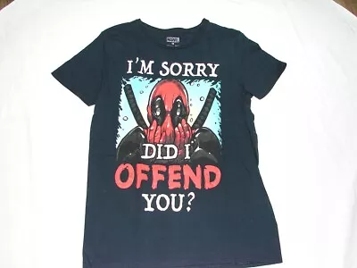 Marvel Men T-Shirt Medium Black Graphic Deadpool I'm Sorry Did I Offend You? Tee • $6.72