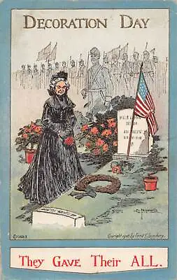 J79/ Patriotic Postcard C1910 Memorial Day Decoration Soldier Grave 407 • $9.20