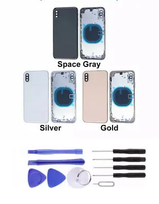 For IPhone X XS MAX Housing Metal Frame Glass Back Chassis Cover Replacement • £21.79