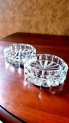 Two (2)  5in. Mikasa Crystal Wine Bottle Coasters /Pillar Dish Candle Holders. • $30