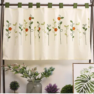 $12.94 • Buy Chic Orange Ladybird Leaves Thread Embroidery Green Tape Kitchen Room Curtain