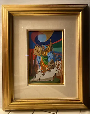 Original “sami Zilkha  Moses Ten Commandments  “  Watercolor  Framed Signed • $300