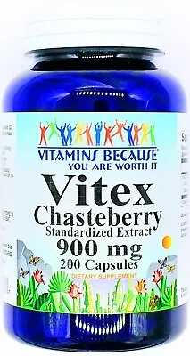 900mg Vitex Chasteberry Standardized Extract 200 Capsules Agnus Castus Berry • $19.49
