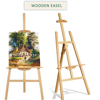 Durable Wood Wooden Sketch Easel Artist Painter Stand Lyre Floor Drawing Display • £11.10