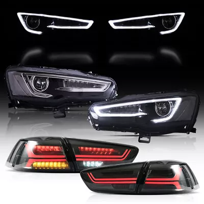 $509.99 • Buy Audi Style LED Headlights + Tail Lights Combo For 08-17 Mitsubishi Lancer EVO X