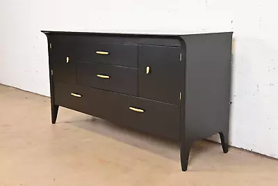 John Van Koert For Drexel Profile Mid-Century Modern Black Lacquered Dresser • $2795