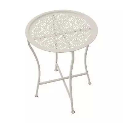 Daisy Metal Indoor Outdoor Folding Side Table Snack Or TV Tray 23.63 H Stone • $25.85