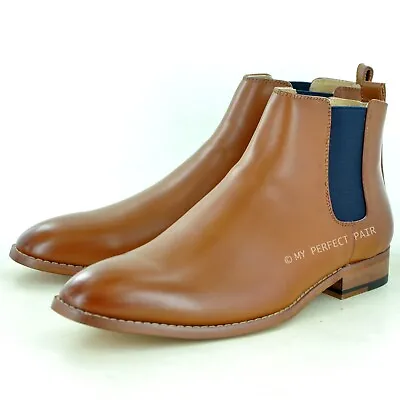 Mens Chelsea Boots Pointed Toe Ankle Italian Style Leather Lined UK Sizes 7-12 • £29.99