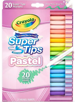 Crayola SuperTips Pastel Premium Felt Tip Marker Pens 20 Assorted Colours • £5.99