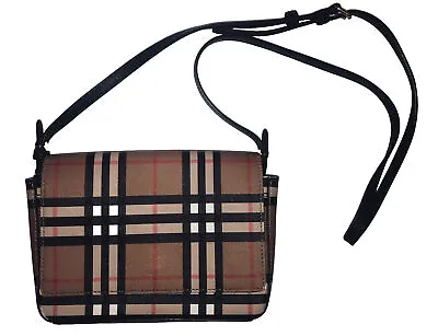 Burberry Hampshire Shoulder Bag Crossbody Vintage Check Coated Canvas Small • $379