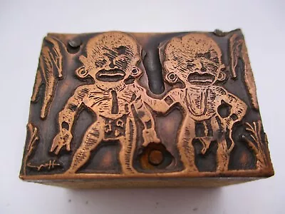 Vintage Printing Letterpress Printers Block Copper 2 Odd Looking People • $12.99