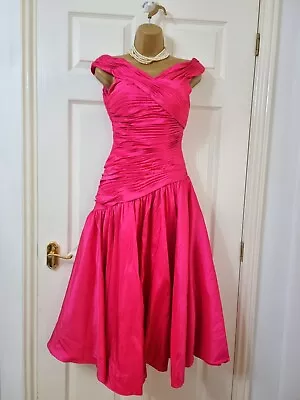 Vintage Prom Dress Sz8 Pink Ballgown Princess Evening Wedding 80s 90s Barbiecore • £44.99