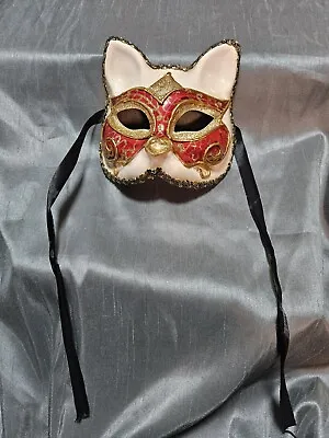 Hand Painted Cat Mask Made In Italy Green Mardi Gras • $17.49