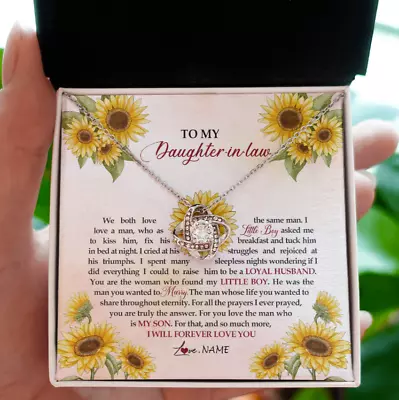 To My Daughter In Law Sunflower Love Knot Necklace Gifts From Mother In Law • $17.99