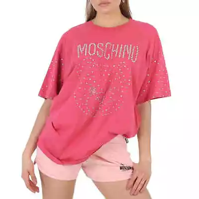 Moschino Fuschia Crystal Teddy Bear Oversize Cotton T-Shirt • $217.80