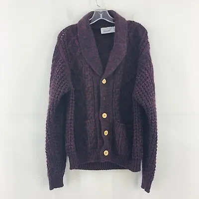 VTG Haband Burgundy Shawl Collar Button Up Sweater Cardigan Mens Size M • $17.50