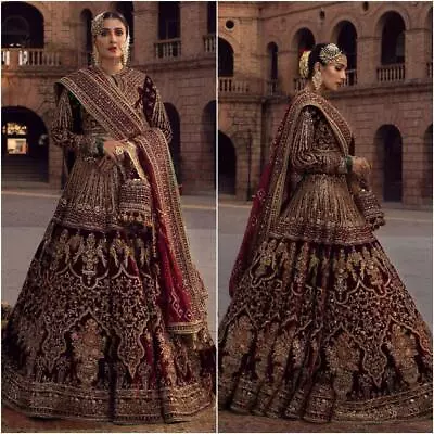 Latest Pakistani Bridal Dresses Maroon Lehenga Choli Wedding Clothes Indian Suit • $279.99