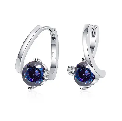 GRA Certified 100 Faced Cut 2 Carat Multi Color Moissanite Drop Earrings Womens • $112.79