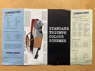 Rare 1950/60's Standard Leyland Triumph Herald Paint Colour Schemes Chart. • £9