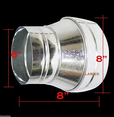 Heavy Duty Galvanized Duct Reducer 6 X8  Connector  • $16.35