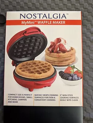 Nostalgia My Mini Personal Electric Waffle Maker 5  - Red New Ready To Ship • $9