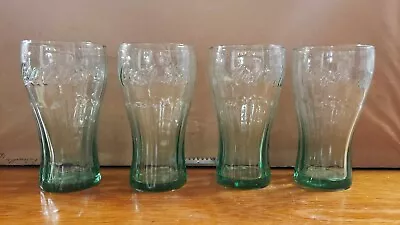 Set Of 4 Vintage Green Coca-Cola Drink 16 OZ Glasses 6  • $20
