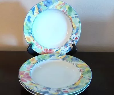 Mikasa Fine China Fleur De Amour Rimmed Soup Bowls X3 Floral Border • $23.98