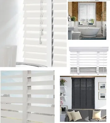 Faux Wood Wooden Venetian Blinds Blind With Tapes 50mm Slats White Fittings Inc  • £19.85