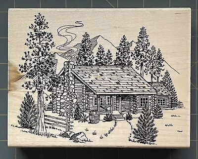 HUGE Embossing Arts LOG CABIN IN THE WOODS RUBBER STAMP  #457-S  EUC RARE FIND! • $28.99