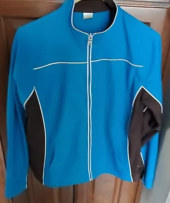 EUC - Made For Life Medium (M) Teal/Brown Zip-Up 100% Polyester Exercise Jacket • $9.99