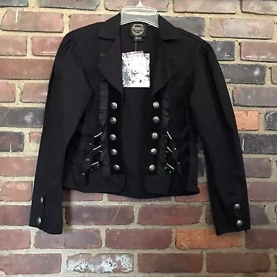 FUNHOUSE 90s Y2k Goth Black Parade Marching Band Buckle Jacket M -Cheapchicplus • £90.26