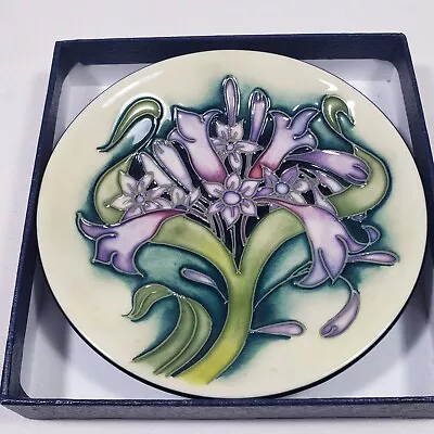 Moorcroft Purple Flower Pin Dish Coaster Signed Boxed 2003 Rare • $82