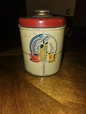 Vintage 1940's 50's MCM Decoware Red Top Tea Kitchen Canister  • $19.99