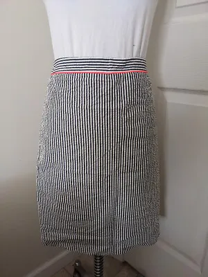 Beautiful J.Crew Blue White Stripe Seersucker Pencil Women Skirt Size 4 Small • $10.99