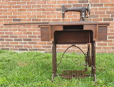 Antique Montgomery Ward Brunswick Treadle Sewing Machine Folding Table RESTORED • $279.99