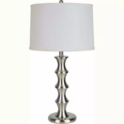 Satin-Nickel Metal Table Lamp With Fabric Shade -29.5in H. ORE 31124 • $69.95