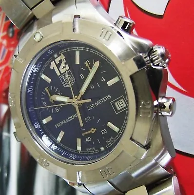 Mens TAG HeUeR 2000 EXCLUSIVE CHRONOGRAPH CN1112~Royal BLUE Dial~Aquaracer~$1295 • $555