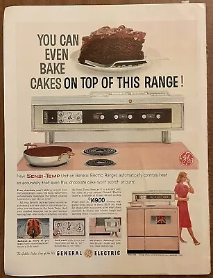 1960 General Electric Sensi-Temp Range Pink Kitchen Stove Cooking VTG Print Ad • $8.99