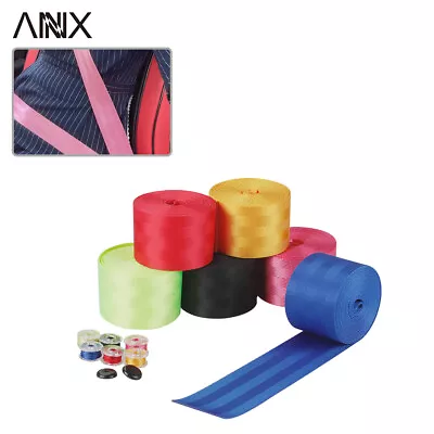 Car Seat Belt Webbing Polyester Seat Lap Retractable Nylon Safety Strap 3.5M • $8.95