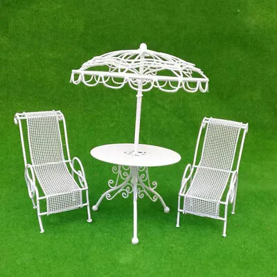 $21.89 • Buy Metal Table Chair Dollhouse Bistro 1/12 Miniature Patio Garden Furniture Decors