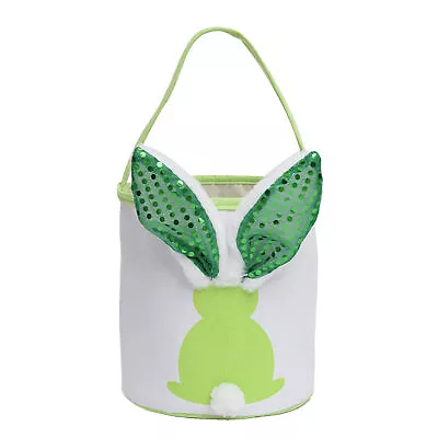 Kids LED Easter Luminous Bunny Basket Rabbit Canvas Tote Bag Egg Hunting Bucket • $16.17