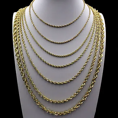 Real 10K Yellow Gold 2mm-6mm Diamond Cut Rope Chain Bracelet Necklace 16 - 30  • $399.99