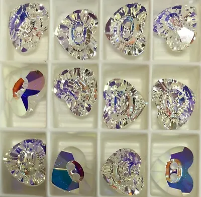 Vintage Swarovski® Crystal Heart Buttons - #3023 - 14x12mm - CRYSTAL AB- 144 Pcs • $220