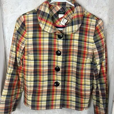 J. CREW Madras Plaid Blazer SZ 4 100% COTTON LINED • $30.41