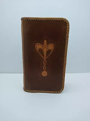 Ross Croft Hand Tooled Custom Brown Leather Planner Binder 6 Ring 5.5x9x2.5 • $34.75