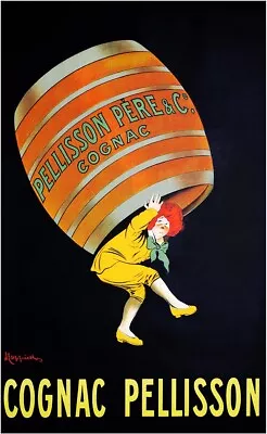 Cognac Pellisson Vintage Liquor Advertising Poster Canvas Giclee Print 24x36 In. • $57.72