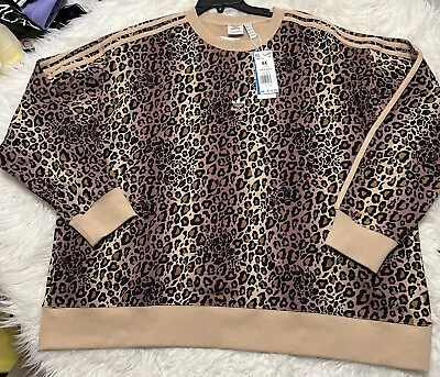 Adidas Crewneck Womens 4X Leopard Print Plus Size Pullover SweatshirtHM6514 $70 • $37.90