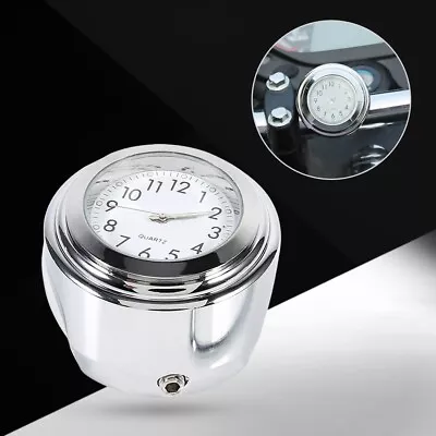 ・7/8  1  Motorcycle Handlebar Mount Watch Precise Time Keeping Dial Clock White • $10.57