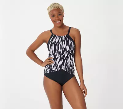 G-153 DreamShaper By Miraclesuit Lexi High-Neck One-Piece Swimsuit Cascade Sz 26 • $25.49